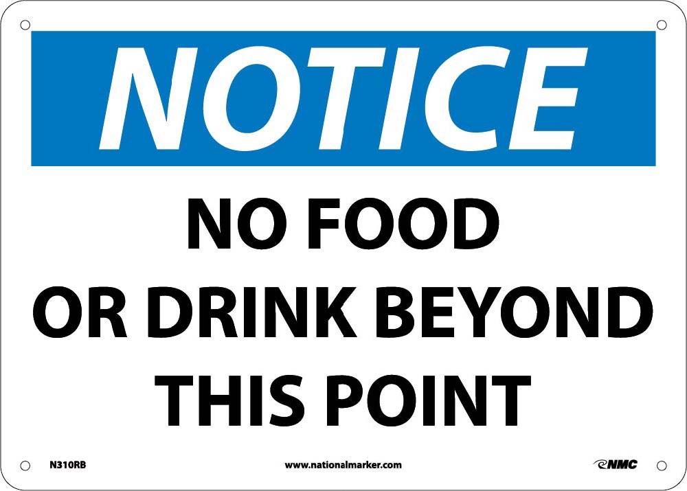 Notice No Food Or Drink Beyond This Point Sign-eSafety Supplies, Inc