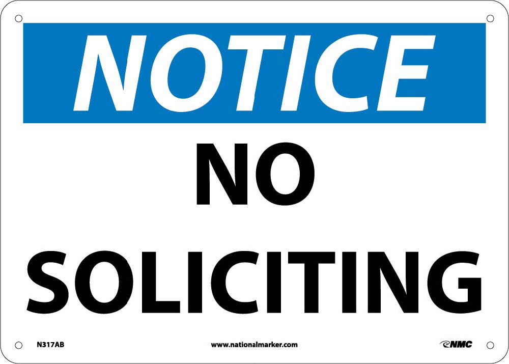 Notice No Soliciting Sign-eSafety Supplies, Inc