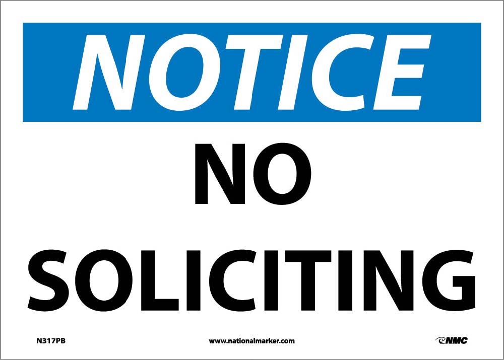 Notice No Soliciting Sign-eSafety Supplies, Inc