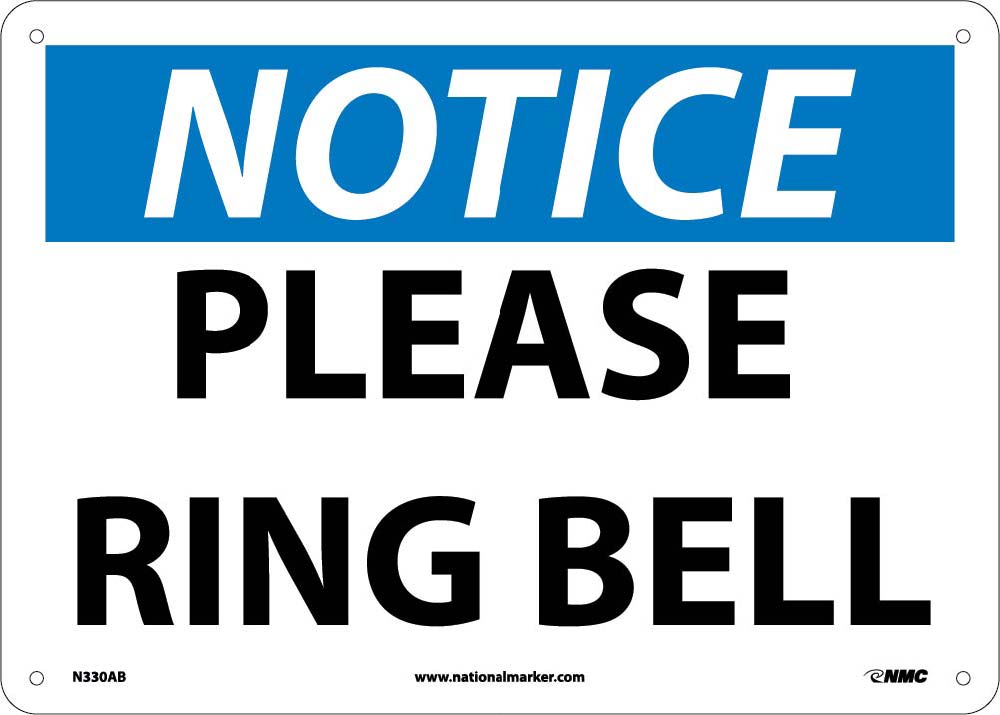 Notice Please Ring Bell Sign-eSafety Supplies, Inc
