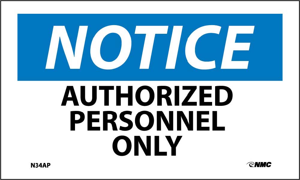 Notice Authorized Personnel Only Label - 5 Pack-eSafety Supplies, Inc
