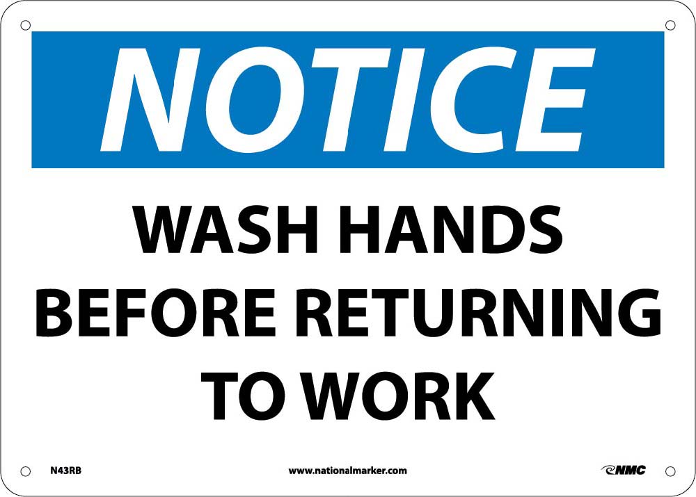 Notice Wash Hands Before Returning To Work Sign-eSafety Supplies, Inc