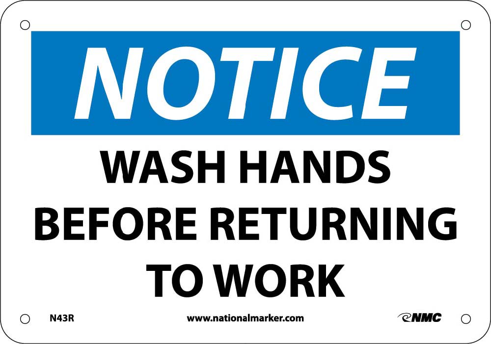 Notice Wash Hands Before Returning To Work Sign-eSafety Supplies, Inc