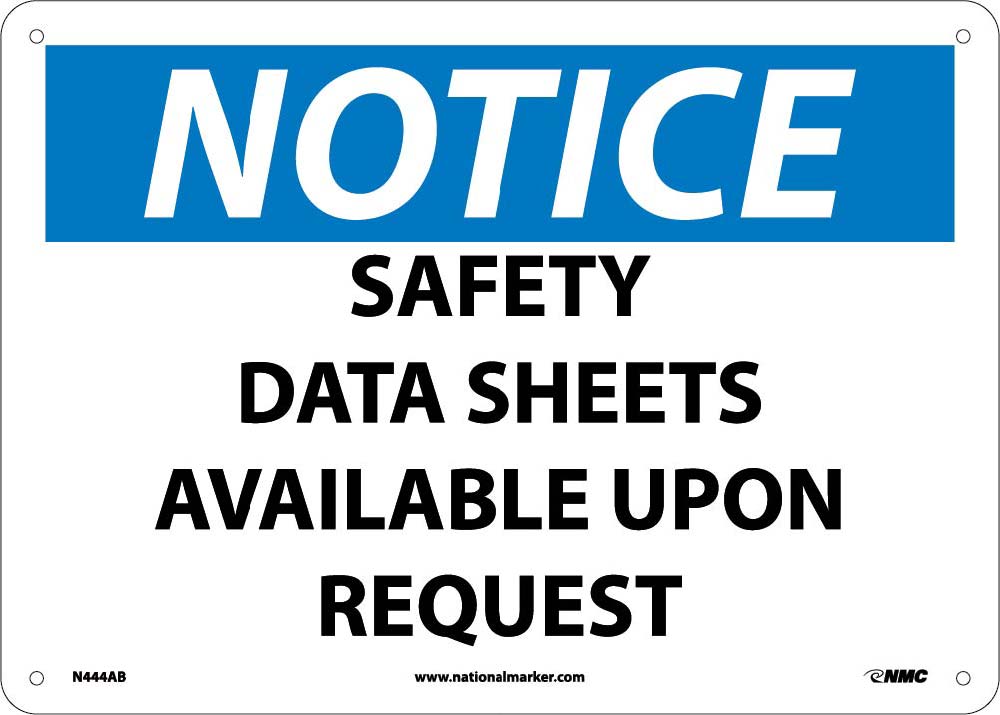 Notice Safety Data Sheets Available Sign-eSafety Supplies, Inc