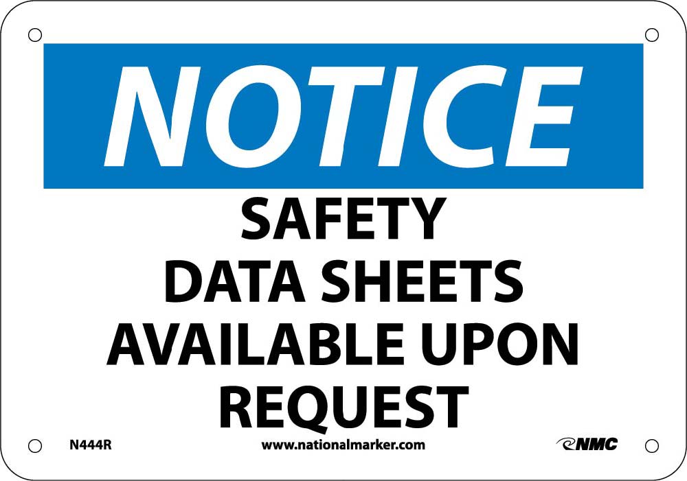 Notice Safety Data Sheets Available Sign-eSafety Supplies, Inc