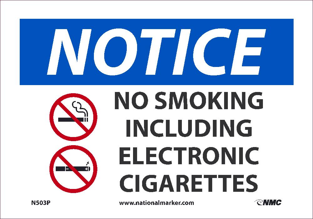 No Smoking Including E Cigarettes Sign-eSafety Supplies, Inc