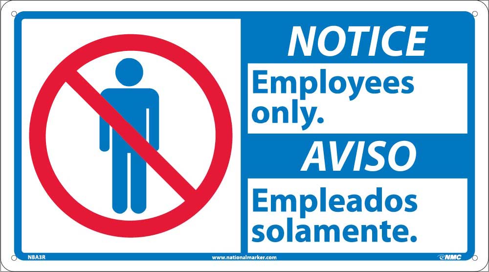 Notice Employees Only Sign - Bilingual-eSafety Supplies, Inc