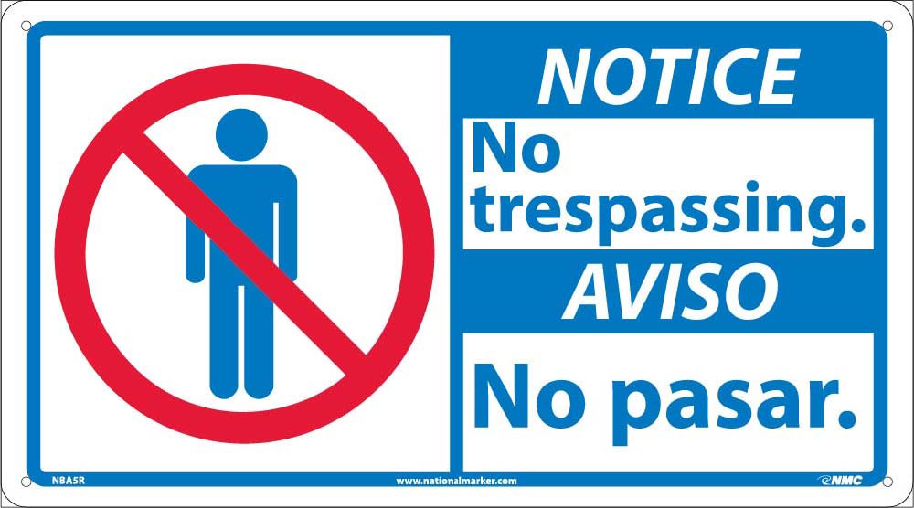Notice No Trespassing Sign - Bilingual-eSafety Supplies, Inc