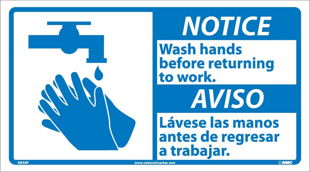 Notice Wash Hands Before Work Sign - Bilingual-eSafety Supplies, Inc