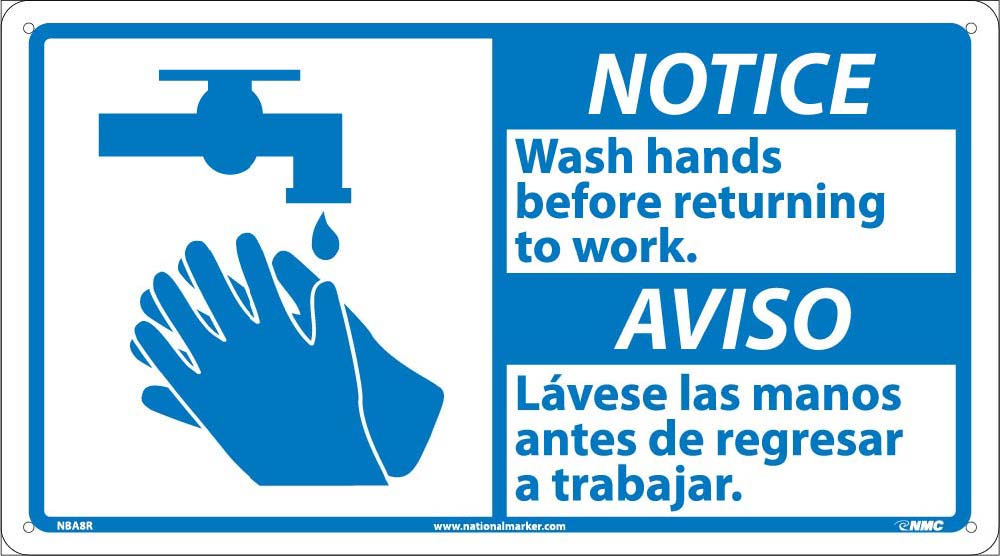 Notice Wash Hands Before Work Sign - Bilingual-eSafety Supplies, Inc