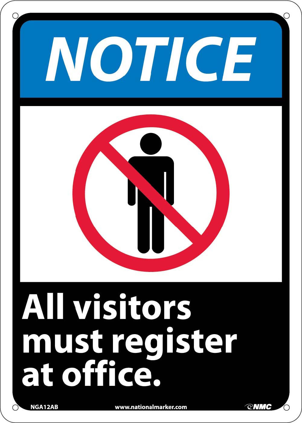 Notice All Visitors Must Register At Office Sign-eSafety Supplies, Inc