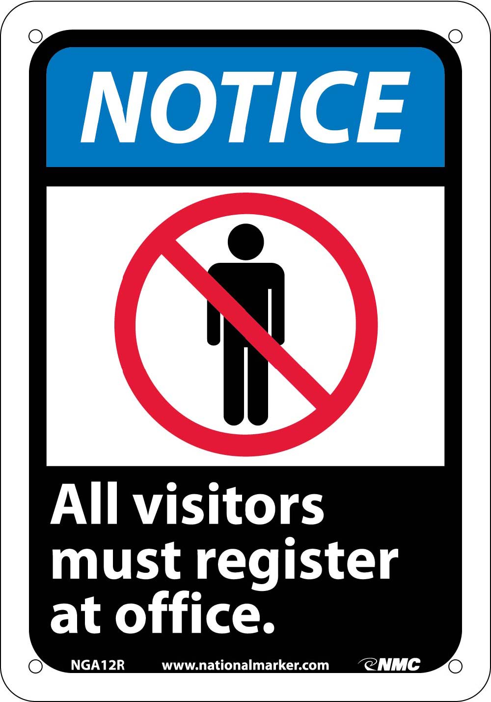 Notice All Visitors Must Register At Office Sign-eSafety Supplies, Inc