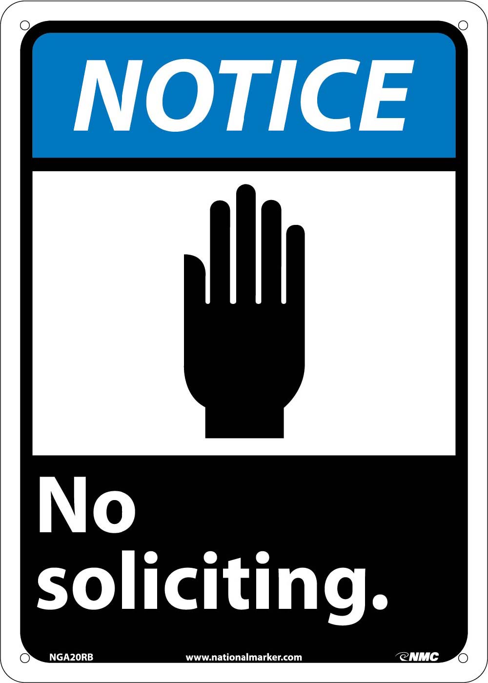 Notice No Soliciting Sign-eSafety Supplies, Inc
