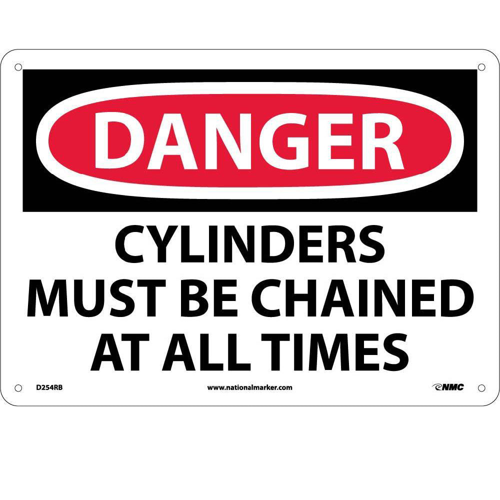 Danger Cylinders Must Be Chained At All Times Sign-eSafety Supplies, Inc