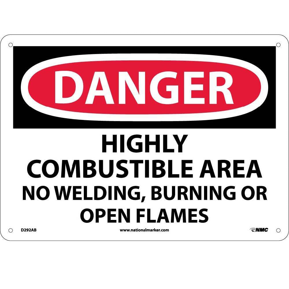 Highly Combustible Area No Welding Burni Sign-eSafety Supplies, Inc