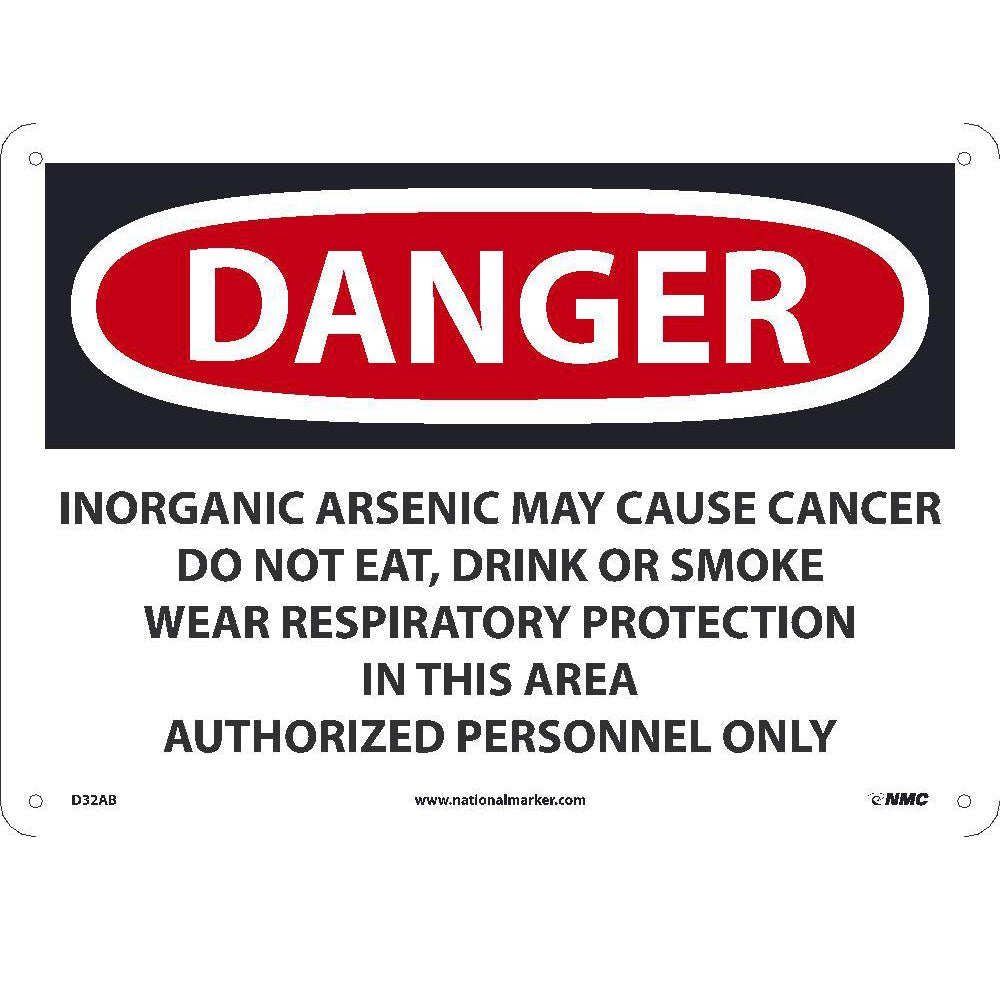 Danger Inorganic Arsenic May Cause Cancer Sign-eSafety Supplies, Inc