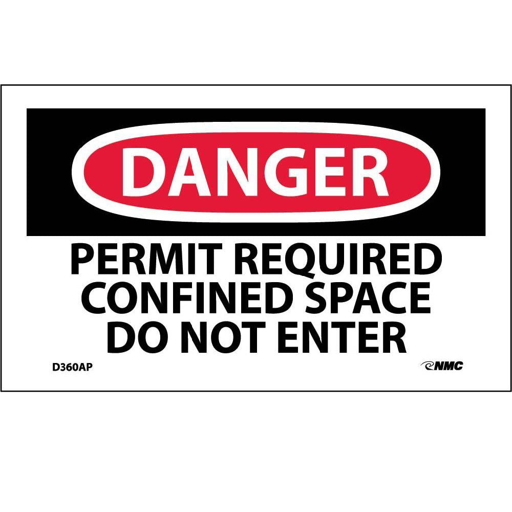 Danger Permit Required Confined Space Do Not Enter Label - 5 Pack-eSafety Supplies, Inc