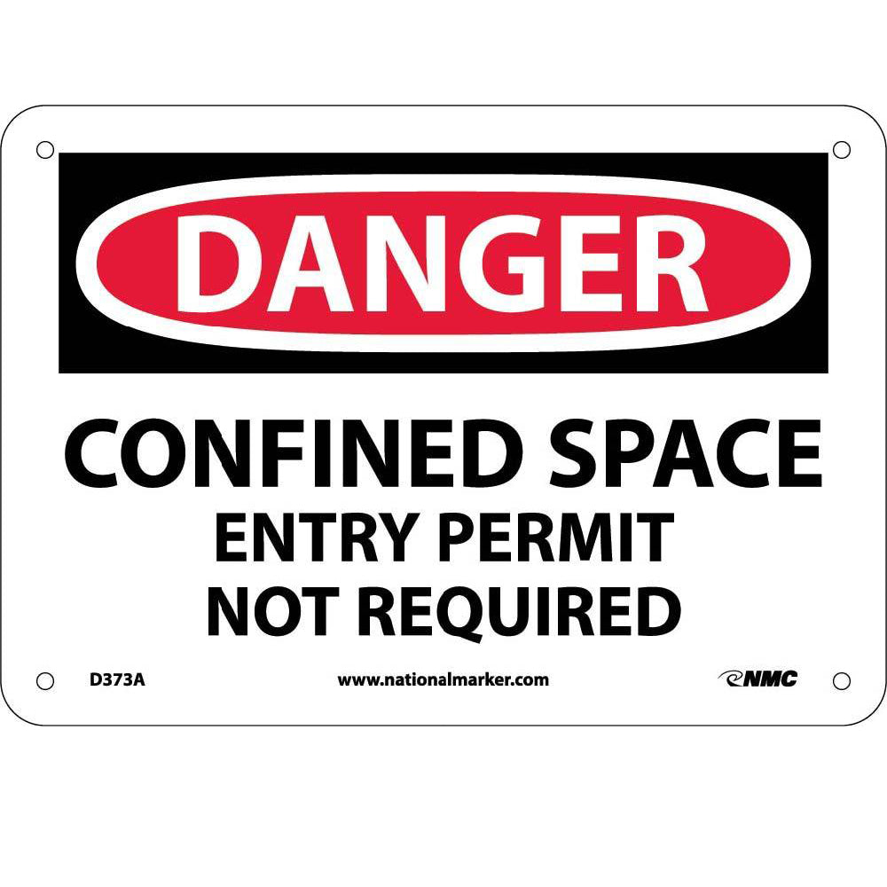 Danger Confined Space Entry Permit Not Required Sign-eSafety Supplies, Inc