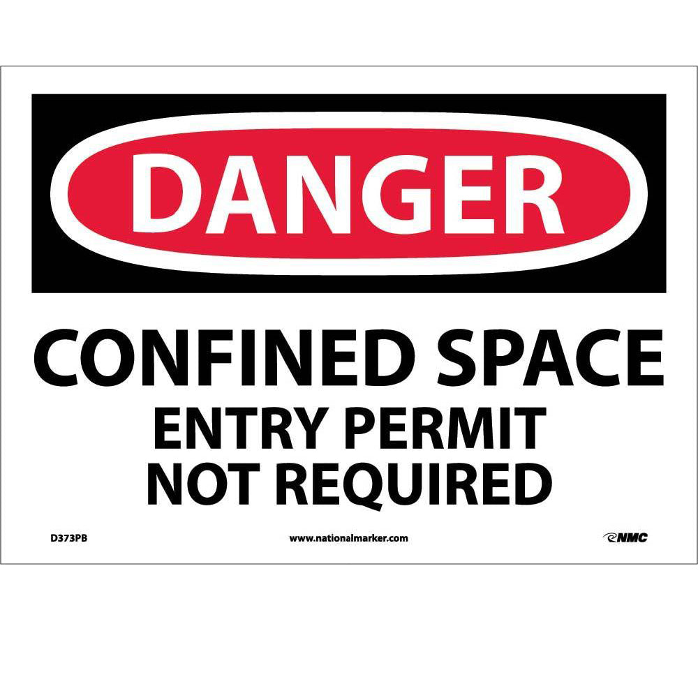 Danger Confined Space Entry Permit Not Required Sign-eSafety Supplies, Inc