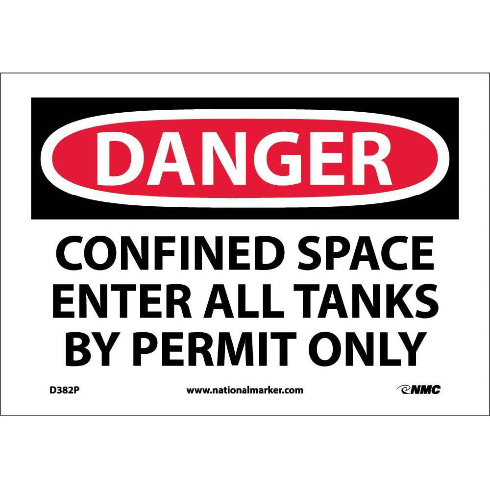Danger Confined Space Enter All Tanks By Permit Only Sign-eSafety Supplies, Inc