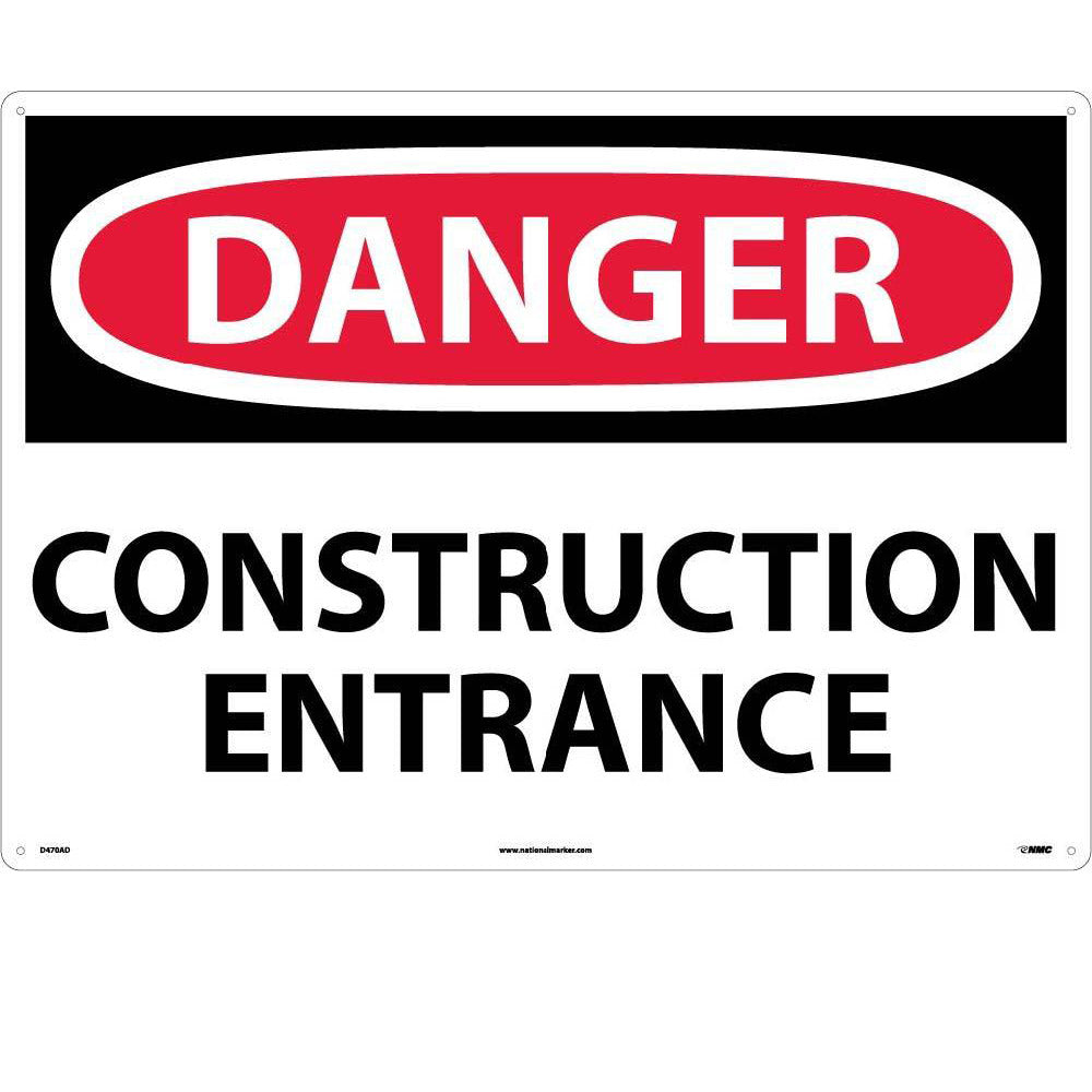 Large Format Danger Construction Entrance Sign-eSafety Supplies, Inc