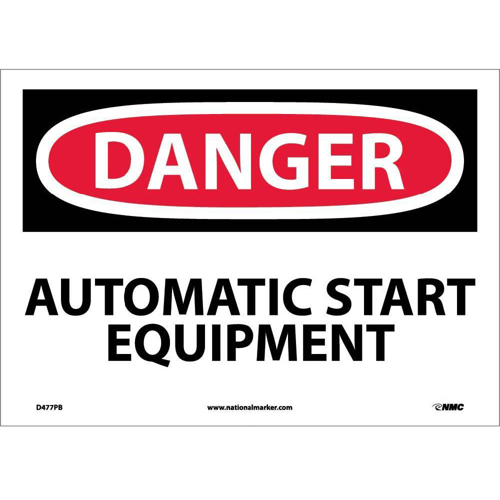 Danger Automatic Start Equipment Sign-eSafety Supplies, Inc