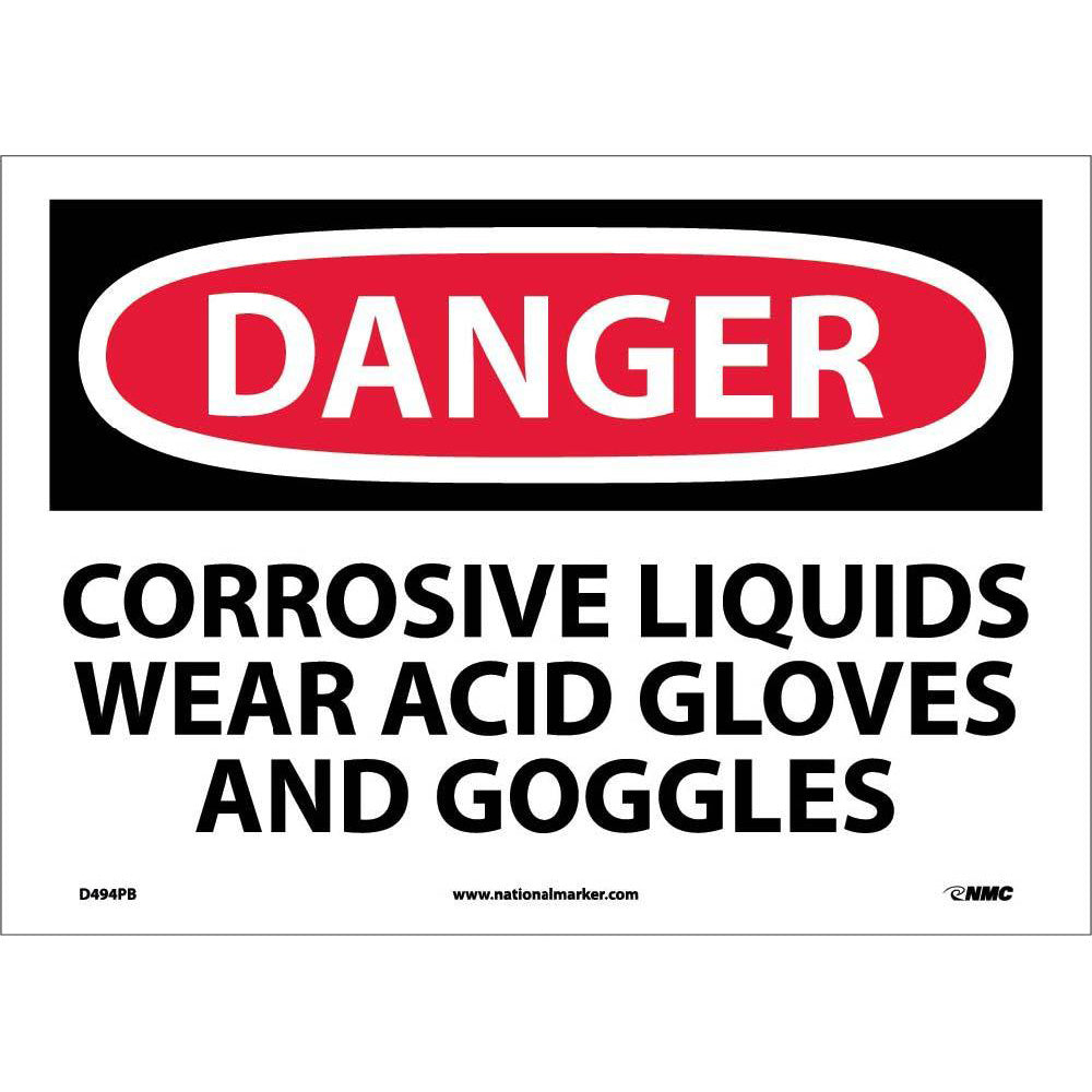 Danger Corrosive Wear Acid Gloves And Goggles Sign-eSafety Supplies, Inc