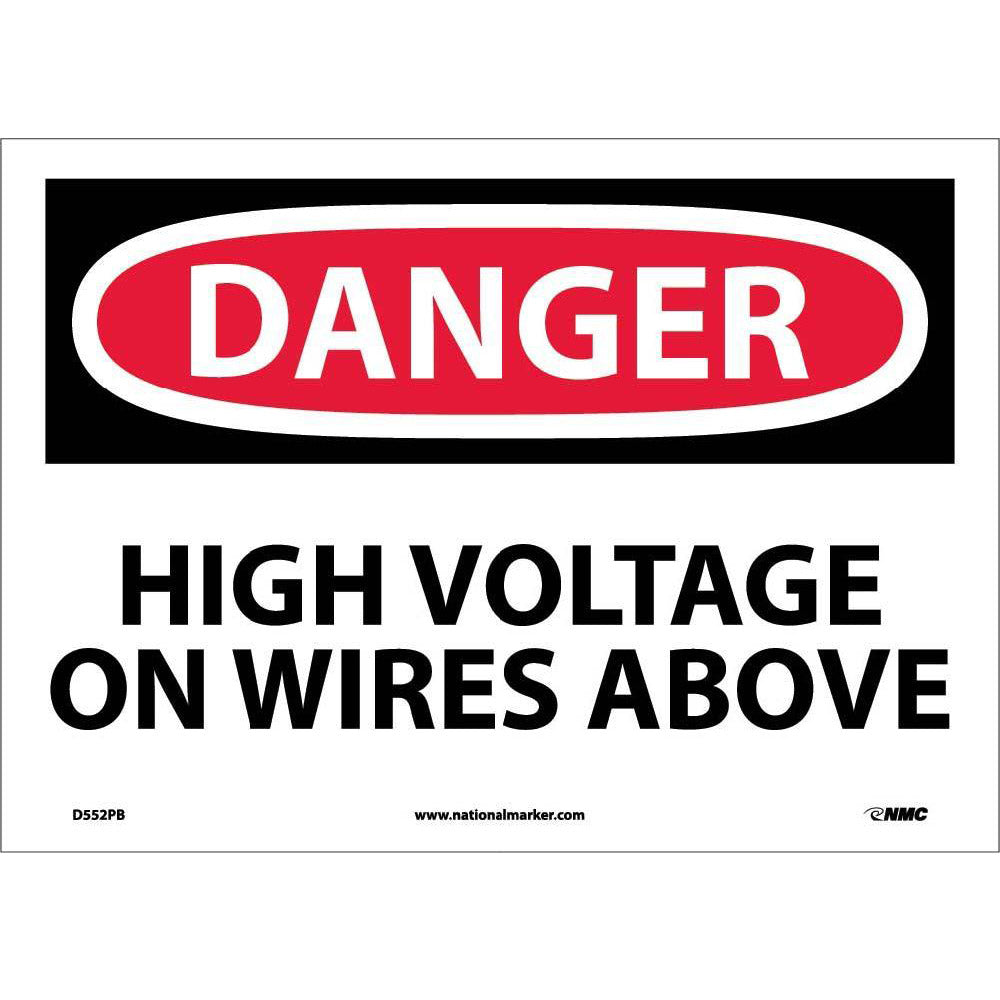 Danger High Voltage On Wires Above Sign-eSafety Supplies, Inc