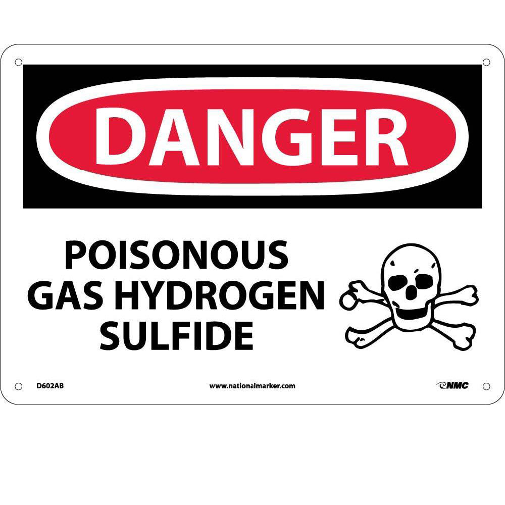 Danger Poisonous Gas Hydrogen Sulfide Sign-eSafety Supplies, Inc