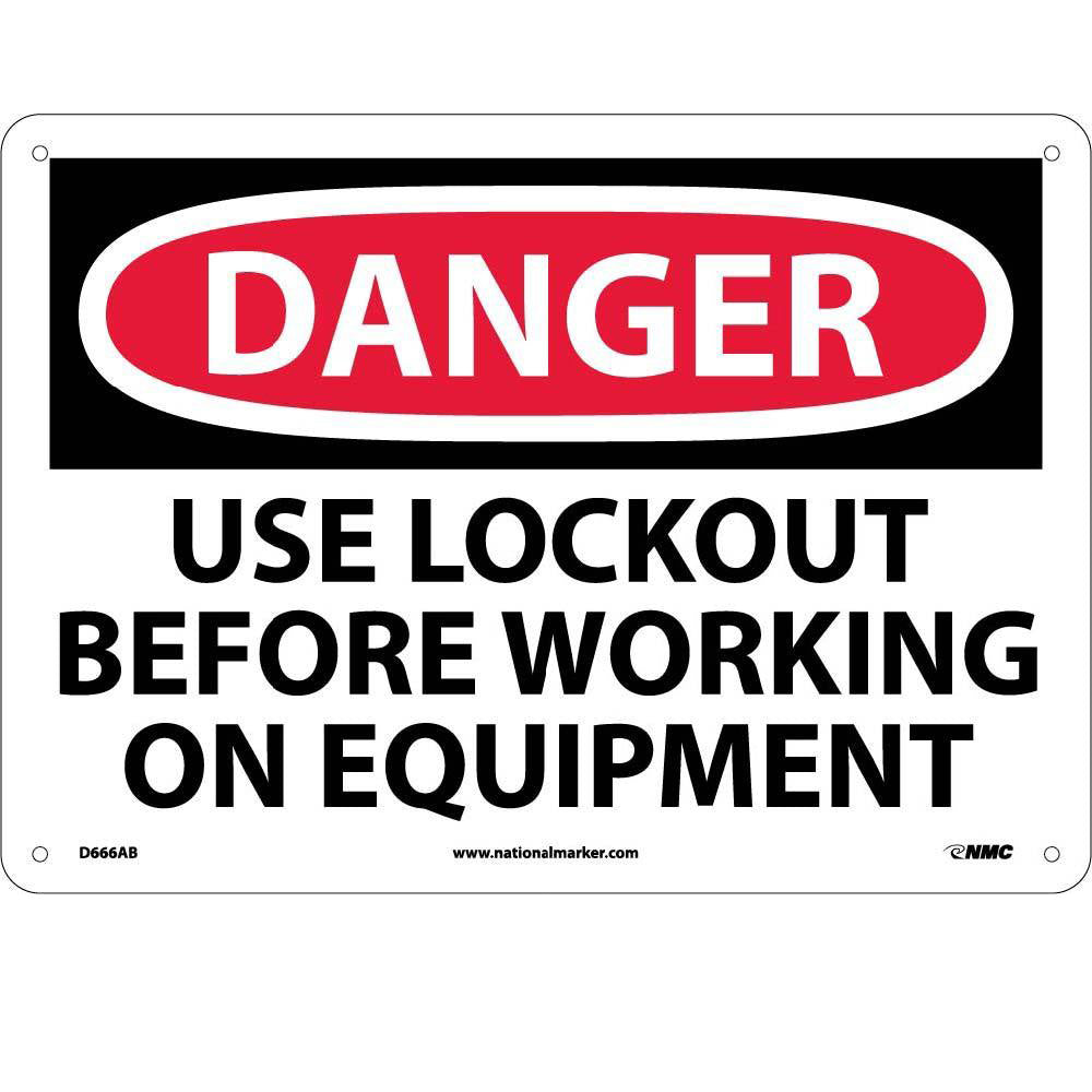 Danger Use Lockout Before Working On Equipment Sign-eSafety Supplies, Inc
