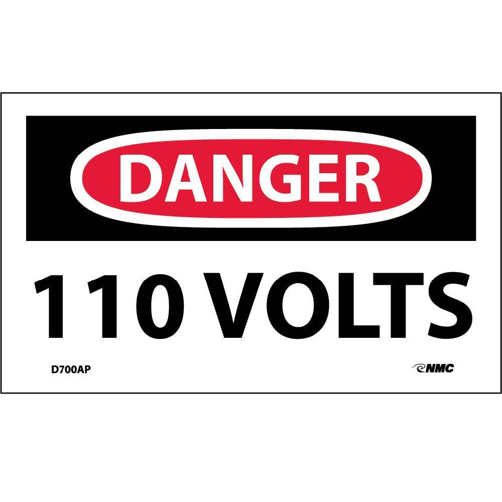 Danger 110 Volts Label - 5 Pack-eSafety Supplies, Inc