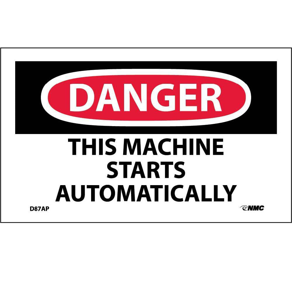 Danger This Machine Starts Automatically Label - 5 Pack-eSafety Supplies, Inc