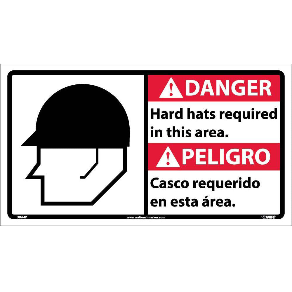 Danger Hard Hats Required In This Area Sig - Bilingual-eSafety Supplies, Inc