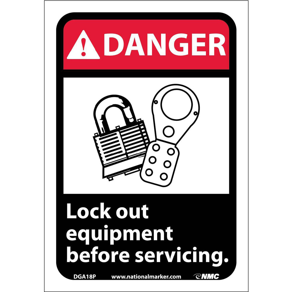 Danger Lock Out Equipment Before Servicing Sign-eSafety Supplies, Inc