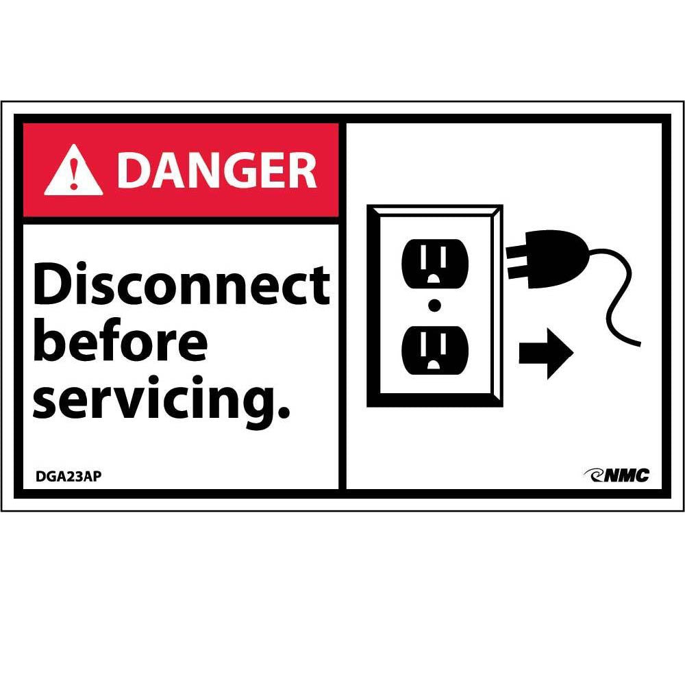 Danger Disconnect Before Servicing Label - 5 Pack-eSafety Supplies, Inc