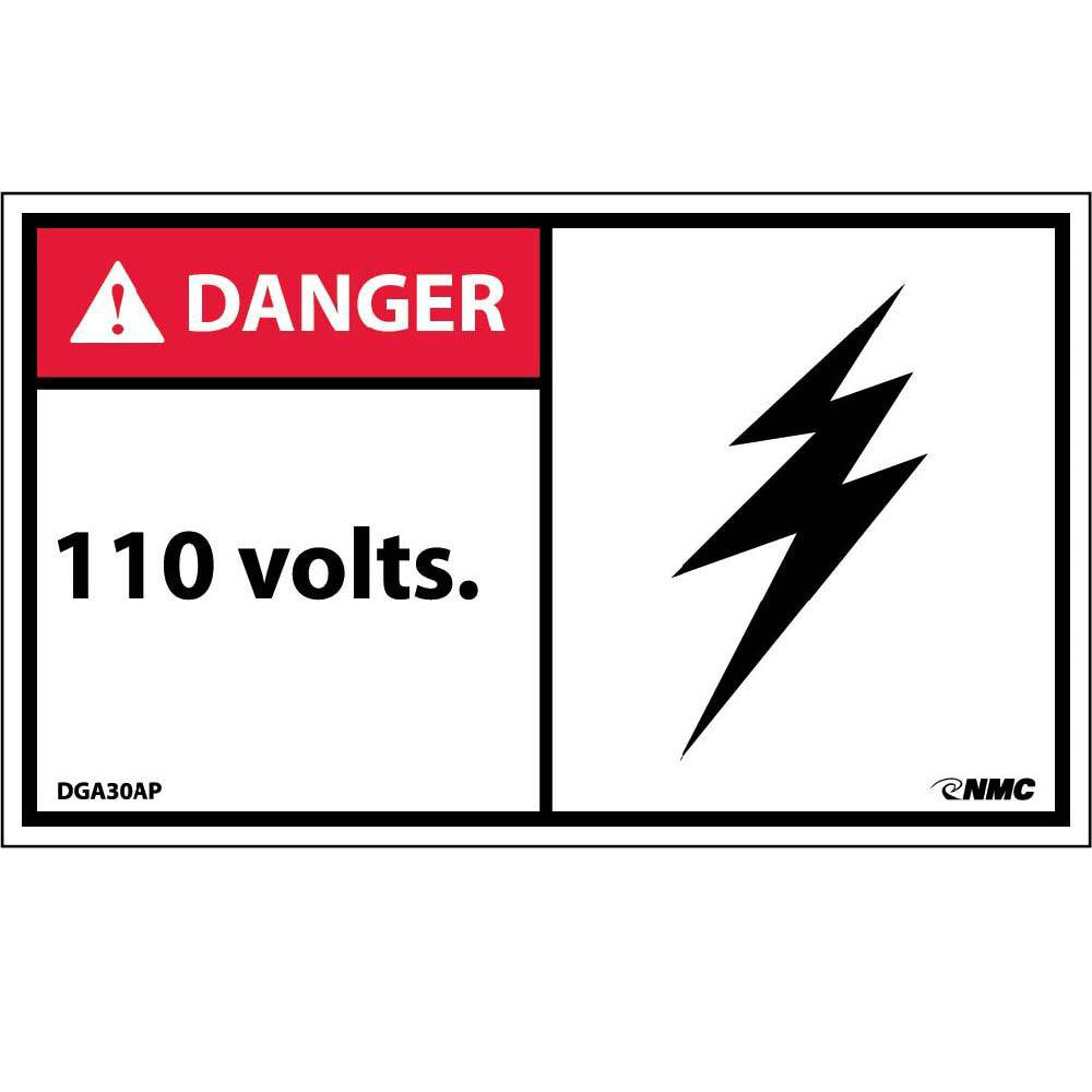 Danger 110 Volts Label - 5 Pack-eSafety Supplies, Inc