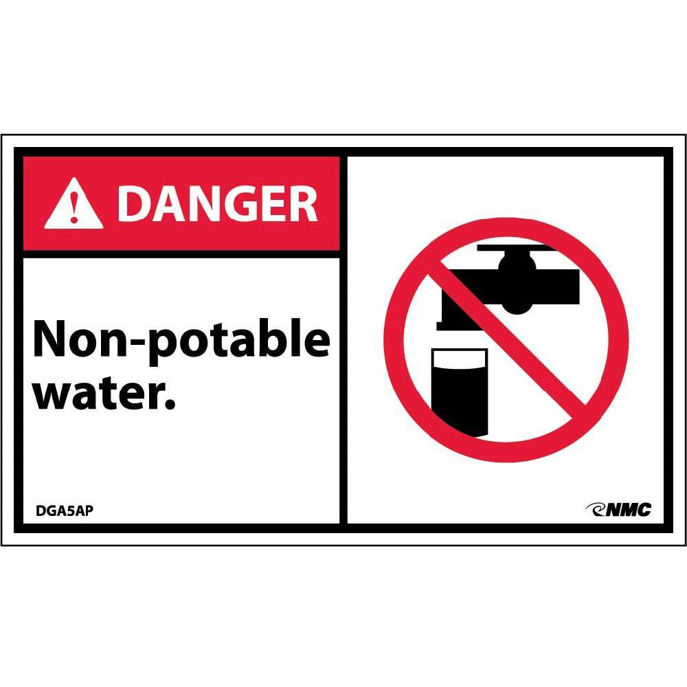 Danger Non-Potable Water Label - 5 Pack-eSafety Supplies, Inc