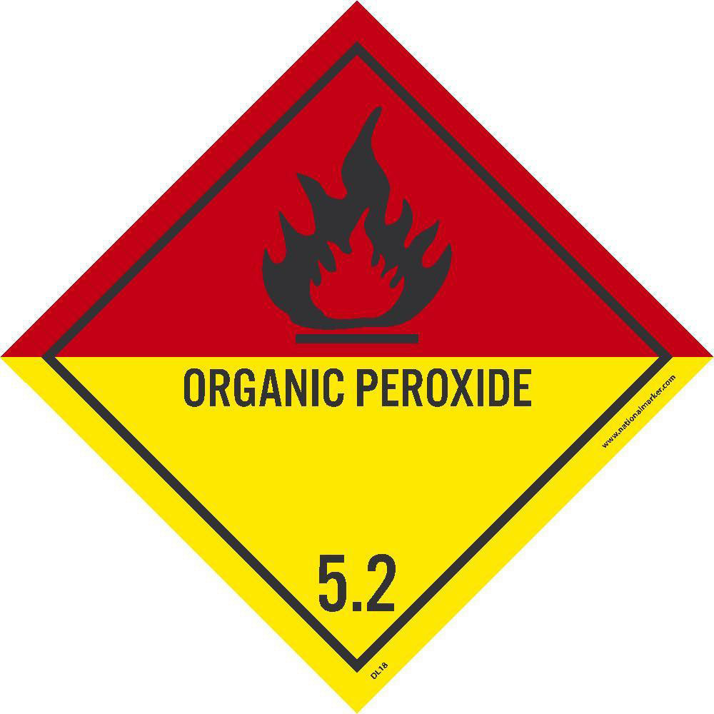 Organic Peroxide 5.2 Dot Placard Label - Roll-eSafety Supplies, Inc