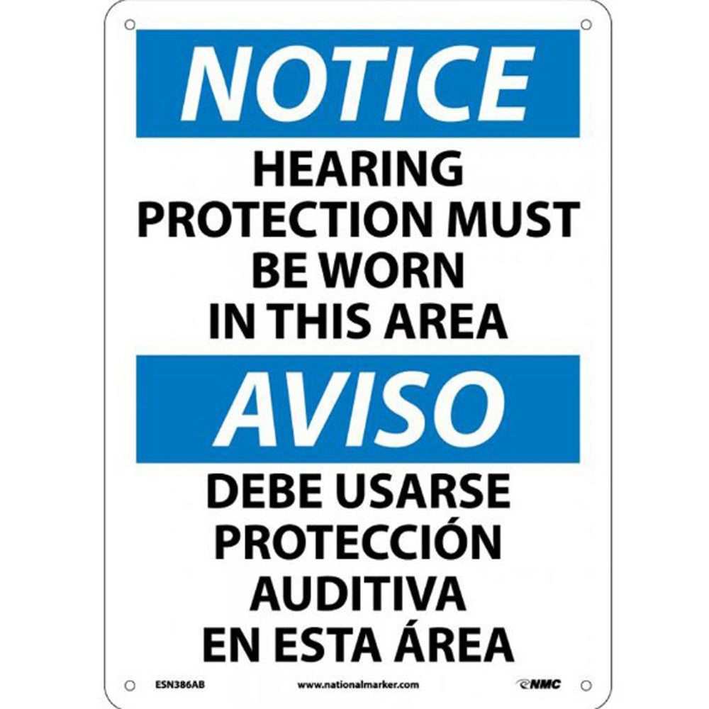 Notice Hearing Protection Must Be Worn Sign - Bilingual-eSafety Supplies, Inc