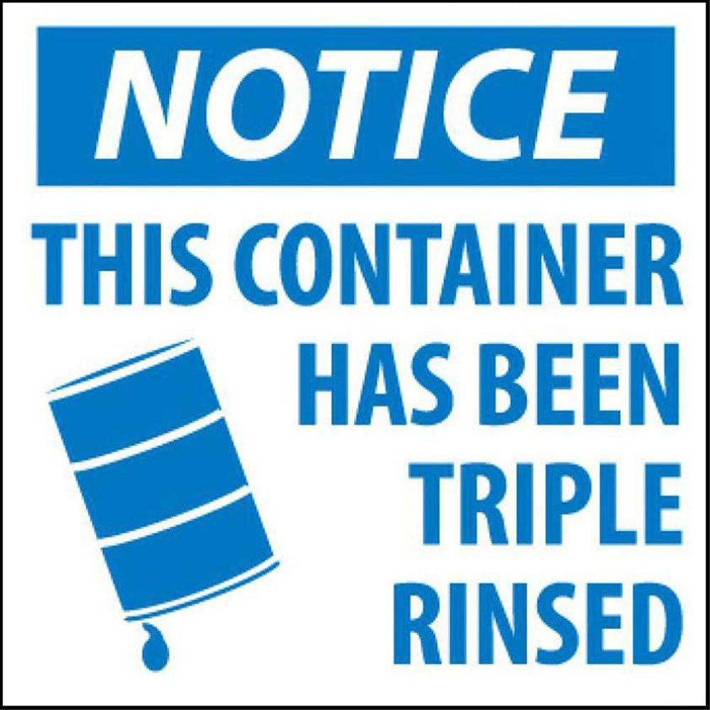 Notice This Container Has Been Rinsed Hazmat Label - Roll-eSafety Supplies, Inc