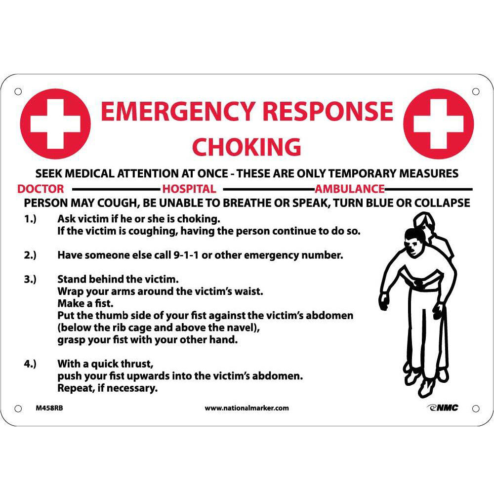Emergency Response Choking Instructions Sign-eSafety Supplies, Inc