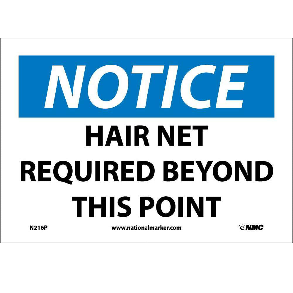 Notice Hair Net Required Beyond This Point Sign-eSafety Supplies, Inc