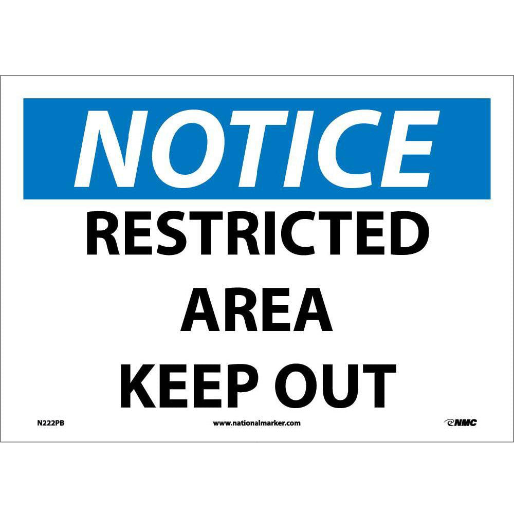 Notice Restricted Area Keep Out Sign-eSafety Supplies, Inc