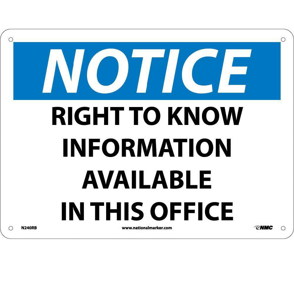 Notice Right To Know Information Available Sign-eSafety Supplies, Inc