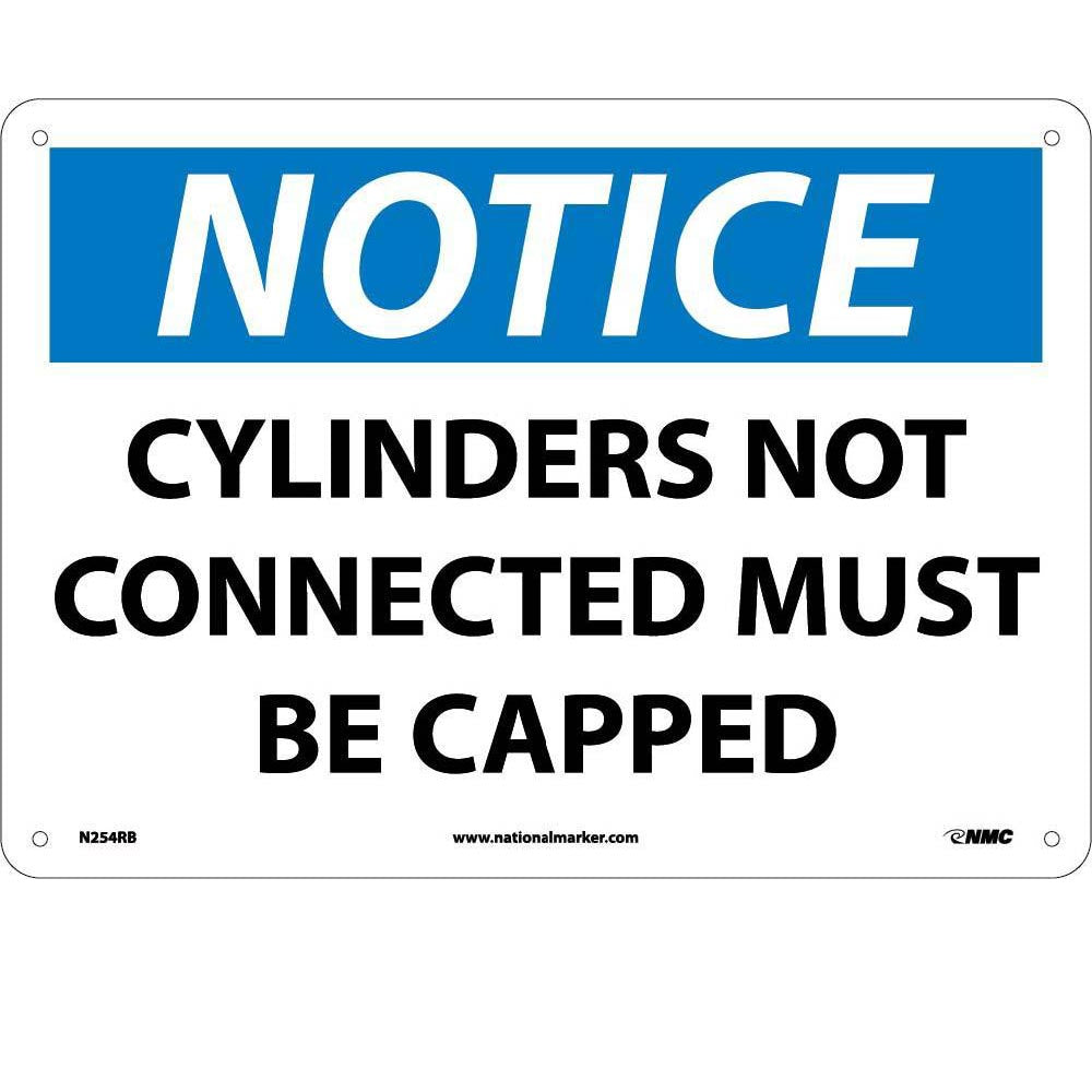 Notice Cylinders Not Connected Must Be Capped Sign-eSafety Supplies, Inc
