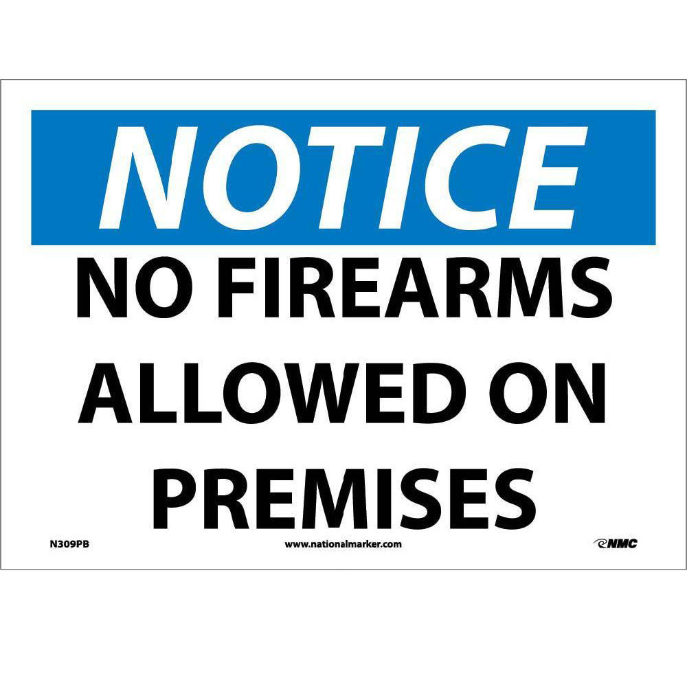 Notice No Firearms Allowed On Premises Sign-eSafety Supplies, Inc