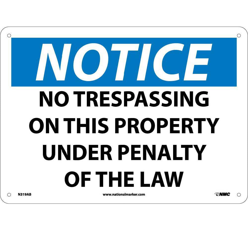 Notice No Trespassing On This Property Sign-eSafety Supplies, Inc