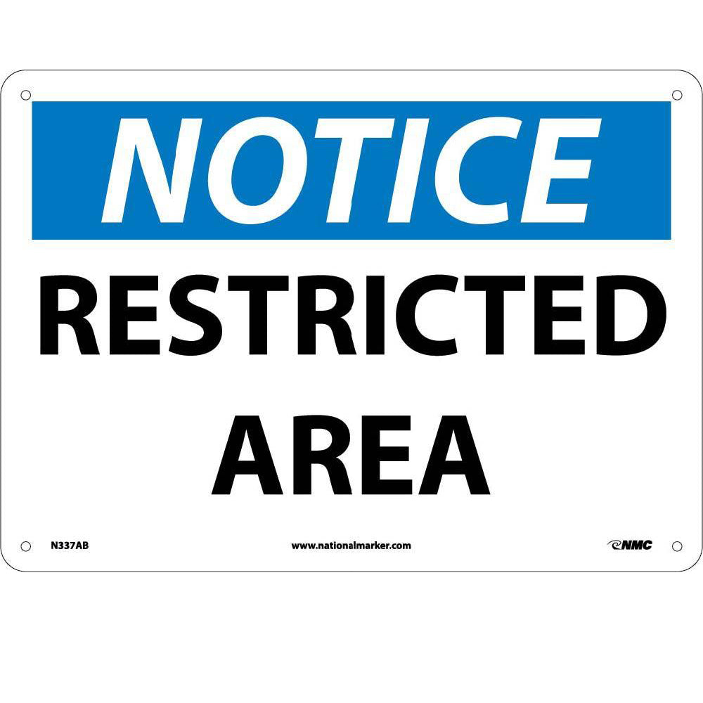 Notice Restricted Area Sign-eSafety Supplies, Inc