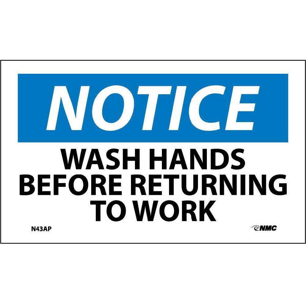 Notice Wash Hands Before Returning To Work Label - 5 Pack-eSafety Supplies, Inc