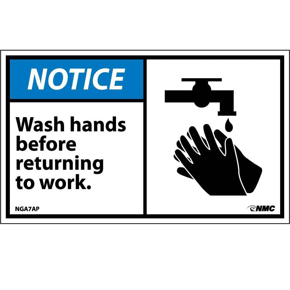 Notice Wash Hands Before Returning To Work Label - 5 Pack-eSafety Supplies, Inc